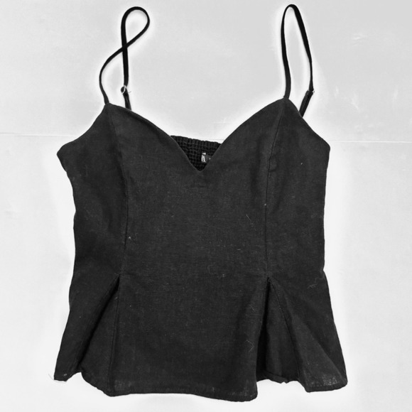 Zara Black Sleeveless Back Zip Camisole with Peplum‎ Bustier, Black, Size M - Picture 3 of 10